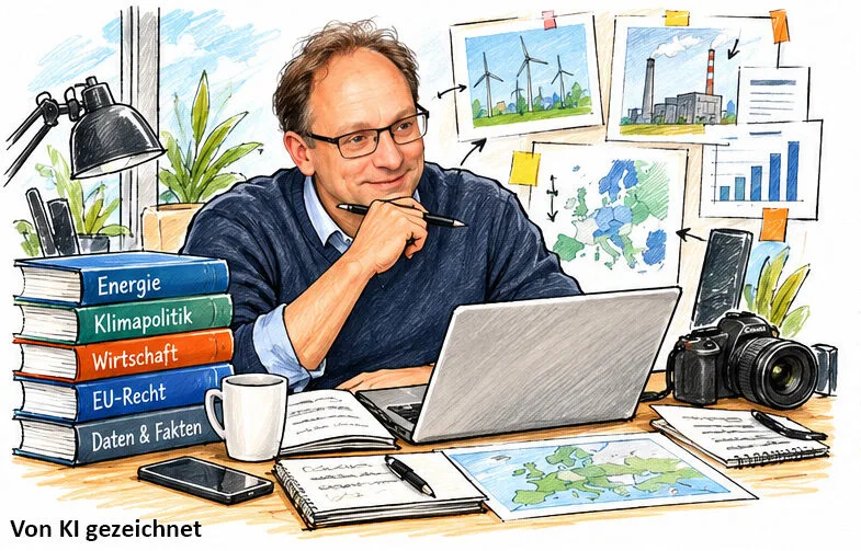 Illustration einer Arbeitssituation eines Journalisten